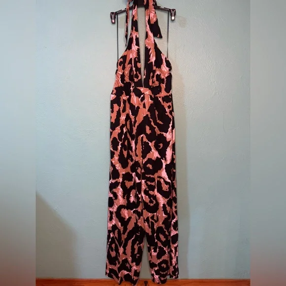 DIANE VON FURSTENBERG leopard cheetah jumpsuit halter neck - Picture 1 of 6